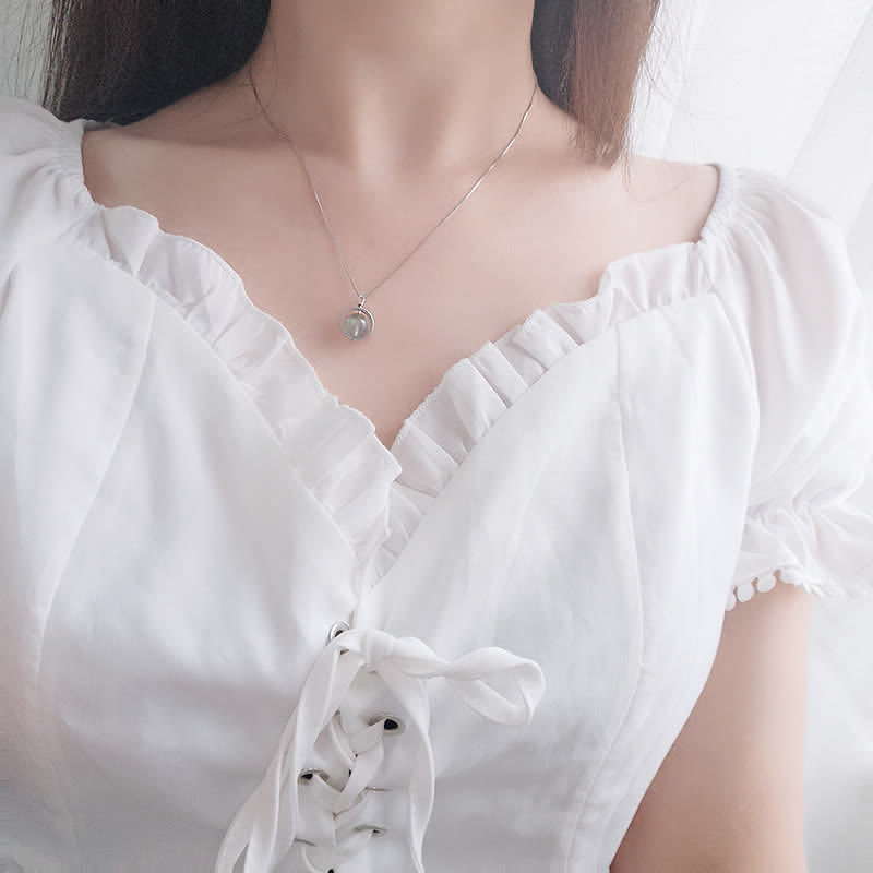 Buddha Stones 925 Sterling Zilveren Maansteen Liefde Planeet Draaibare Ketting - image 4