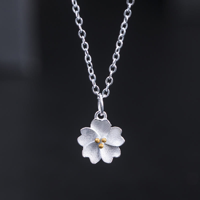 Buddha Stones Ketting met kersenbloesemmotief van 925 sterling zilver - Kersenbloesem - image 0