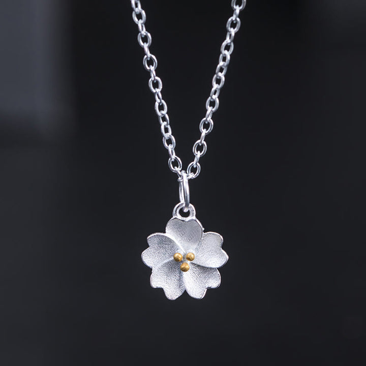 Buddha Stones Ketting met kersenbloesemmotief van 925 sterling zilver - Kersenbloesem - image 0