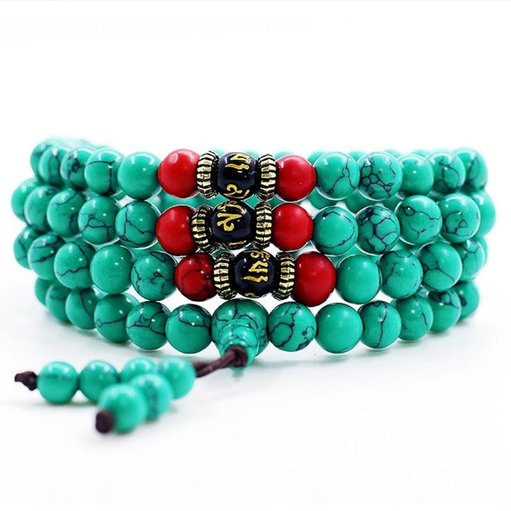 Buddha Stones Tibetaanse turkooizen Ketting (Mala) - 8mm - image 0