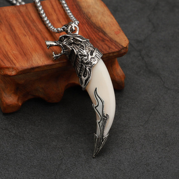 Buddha Stones Imitatie wolfstand titanium stalen Ketting - image 3