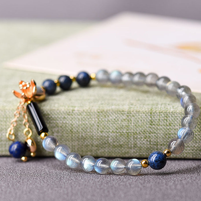 Buddha Stones Maansteen Lazuriet Lapis Lazuli Kalmerende Helende Positieve Armband - image 5