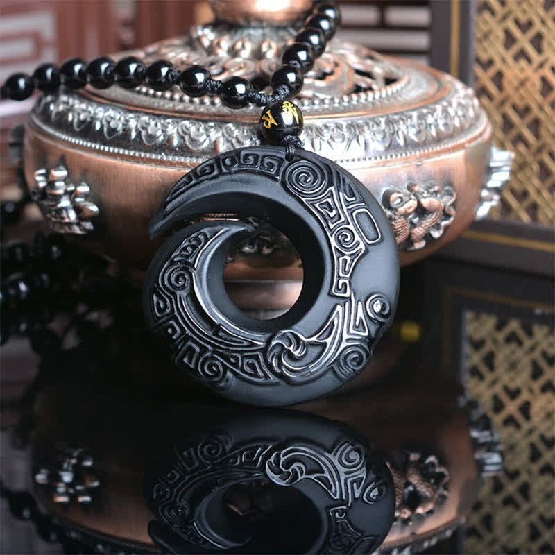 Buddha Stones Natuurlijke zwarte obsidiaan ijsobsidiaan kracht Ketting - image 1
