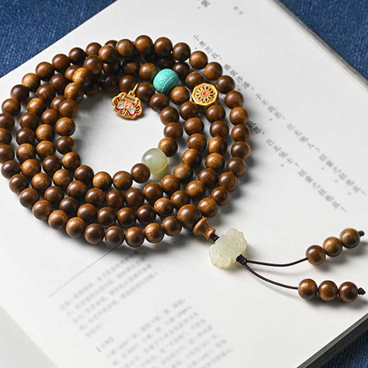 Buddha Stones Tibetaanse rozenhouten beschermende kalmerende Armband (Mala) - image 2
