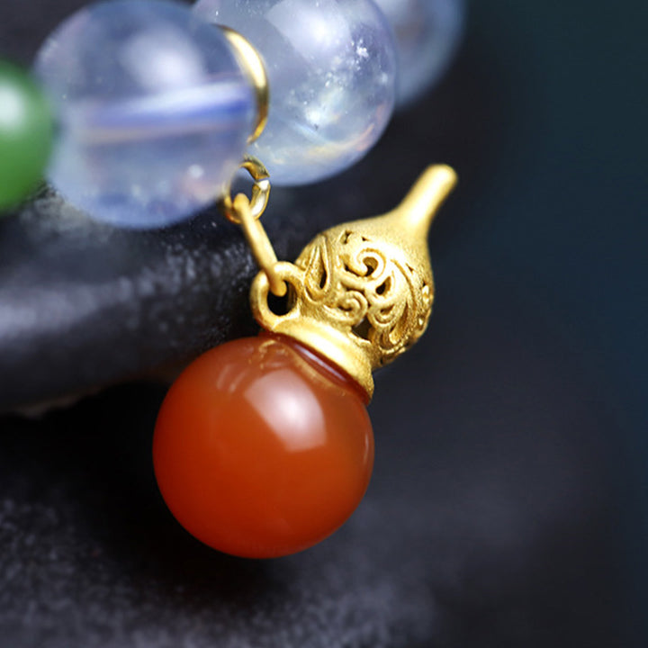 Buddha Stones Aquamarijn Rode Agaat Vredespompoen Armband - image 13
