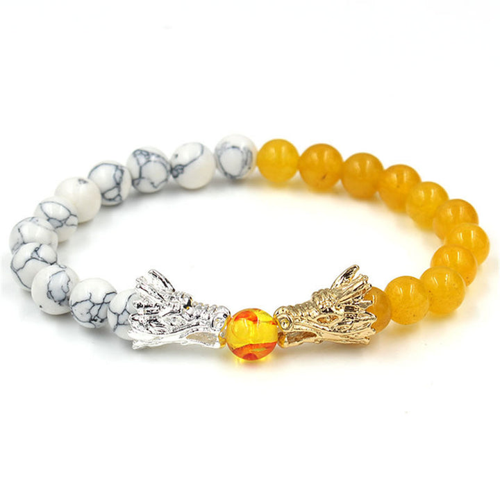 Buddha Stones Witte turkooizen lavasteen draak zegen Armband - image 9