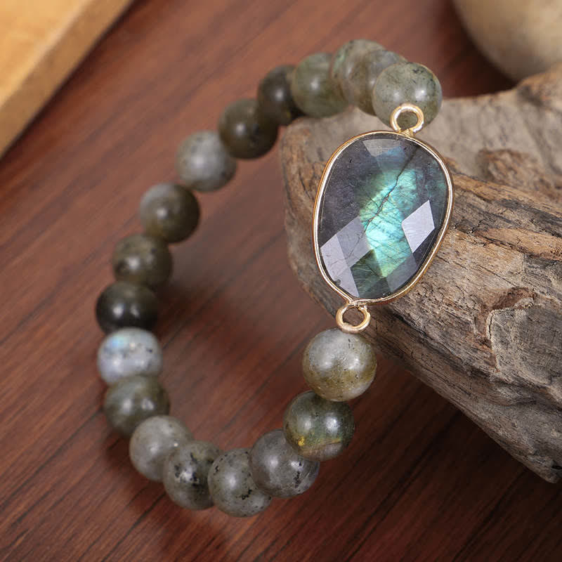 Buddha Stones Natuurlijke labradoriet maansteen Armband met helende kralen - image 1