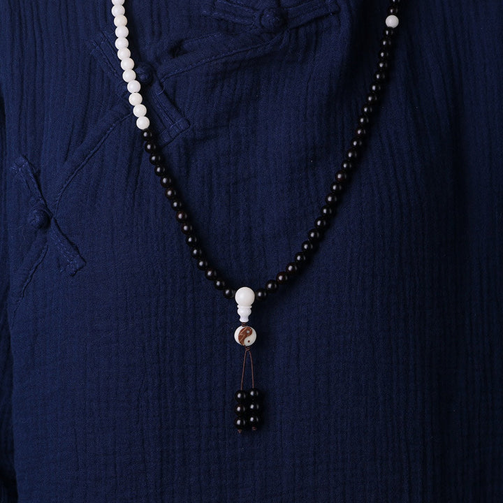 Buddha Stones Ebbenhouten YinYang Ketting Mala - image 3