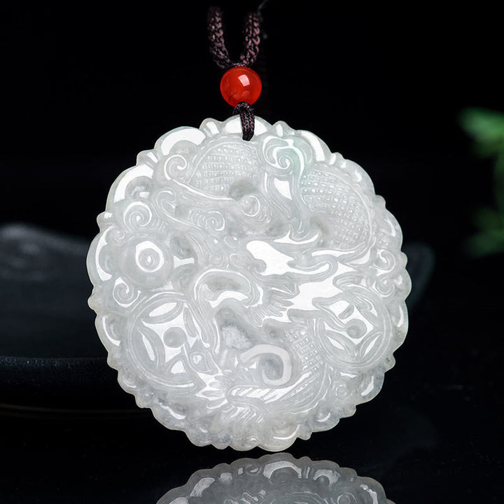 Buddha Stones Witte jade draak Ketting met hanger. - Witte Jade - image 0