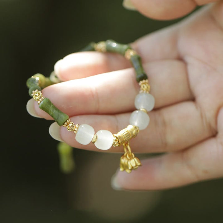 Buddha Stones Groene bamboe jade lelietje-van-de-dalen Armband voor welvaart - image 3
