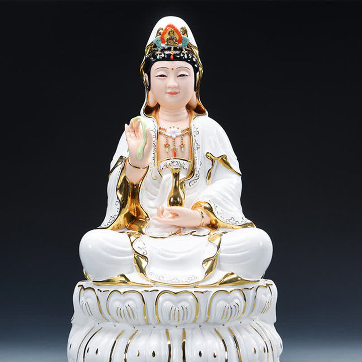 Buddha Stones Chenrezig Bodhisattva Avalokitesvara Succes Keramisch Beeld Huisdecoratie - 31,5*19 cm - image 3
