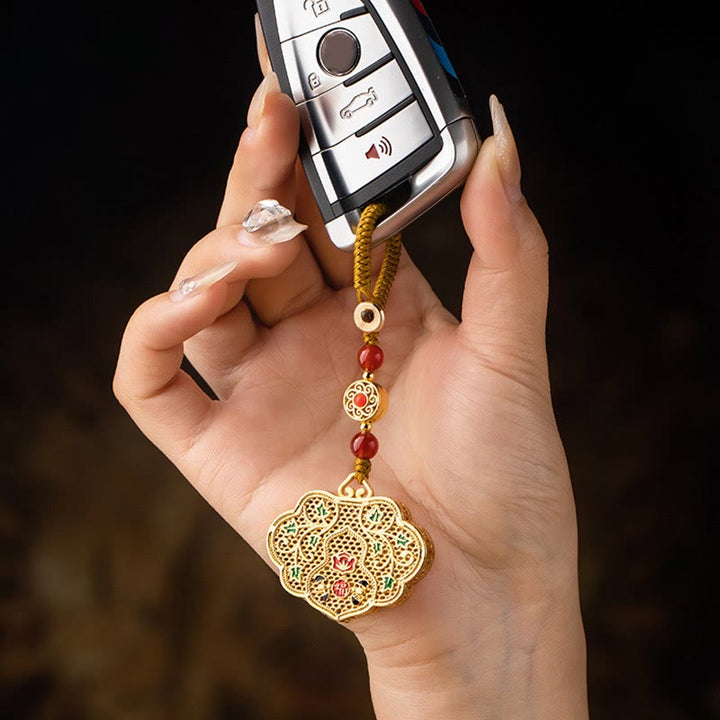 Buddha Stones Sleutelhanger met gelukssymbool en slotje van het Fu-personage. - image 9