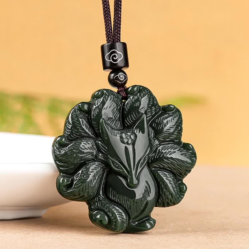 Hetian Cyan Jade Negenstaartvos Ketting met hanger - image 1