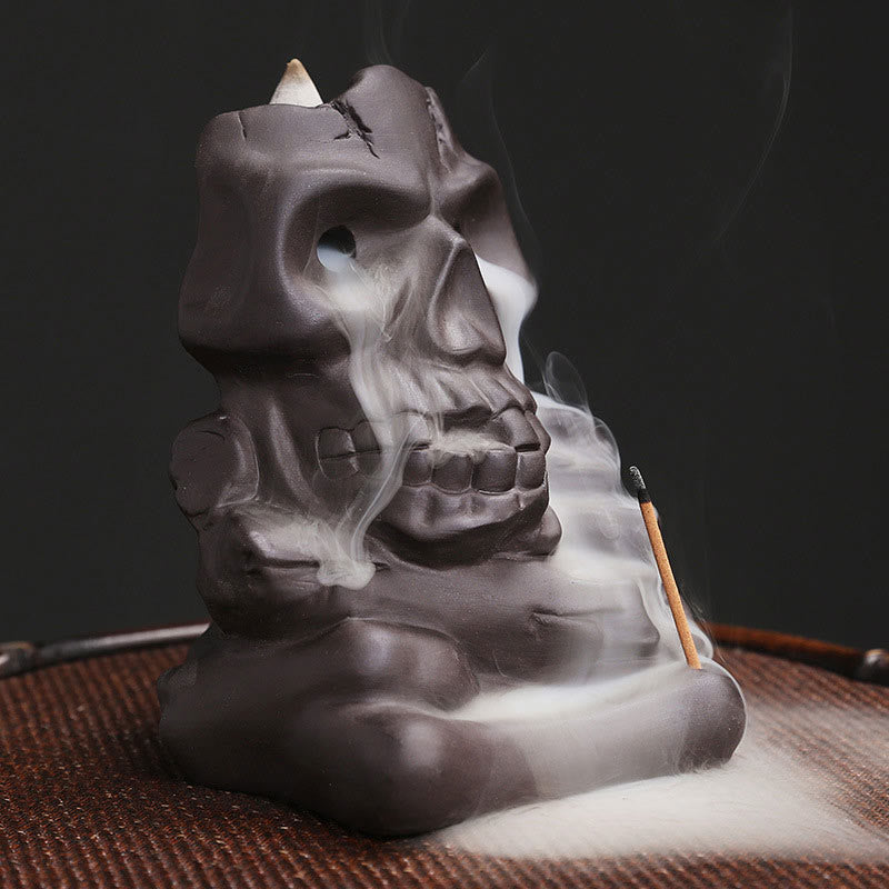 Buddha Stones Halloween schedelhoofd paarse klei Wierook decoratie - image 1