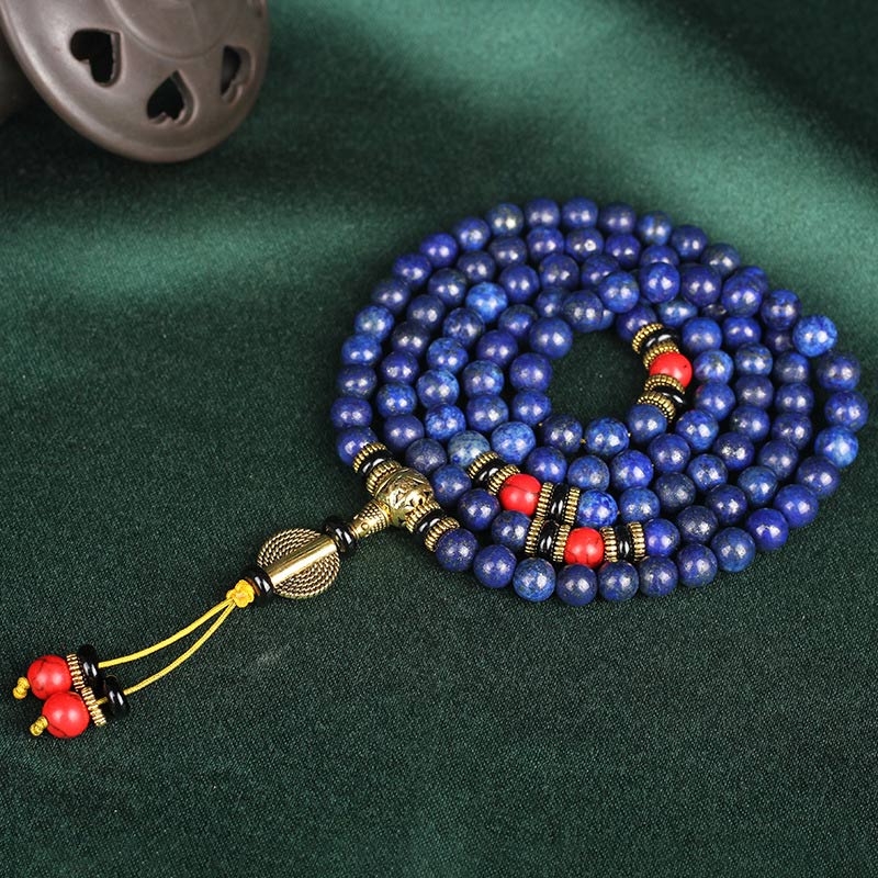 Buddha Stones Tibetaanse Mala Lapis Lazuli Lazuriet positieve Armband - image 7