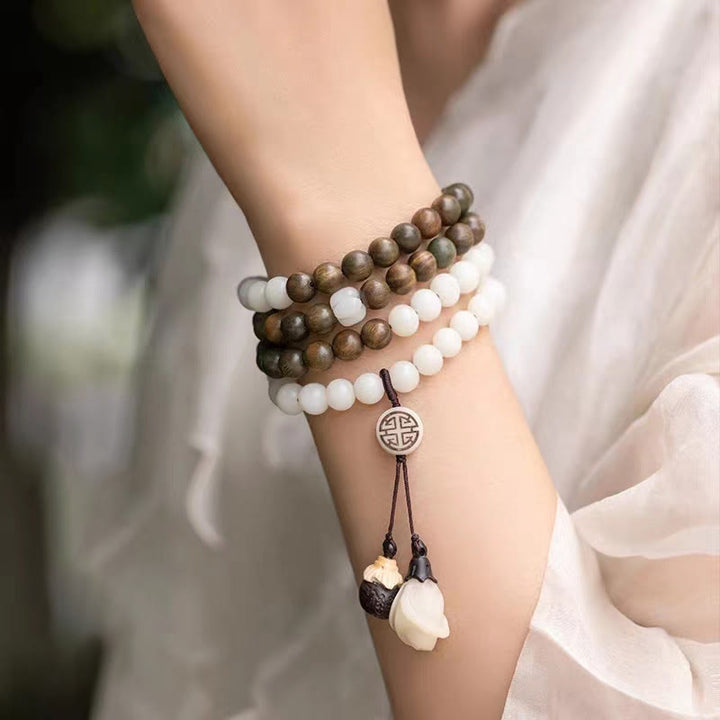 Buddha Stones Natuurlijke groene sandelhout bodhi-zaadjes kalmerende Armband - Groene sandelhout &amp; bodhizaad - image 0