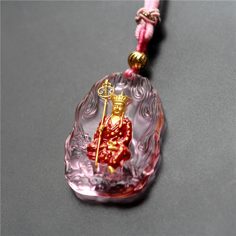 Buddha Stones Ksitigarbha Boeddha Liuli Crystal Compassion Amulet Ketting hanger - Roze Ksitigarbha - image 5