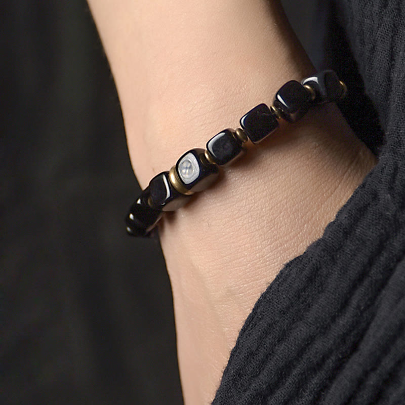 Buddha Stones Armband voor koppels met zwarte obsidiaankristal en koperen kracht. - image 1