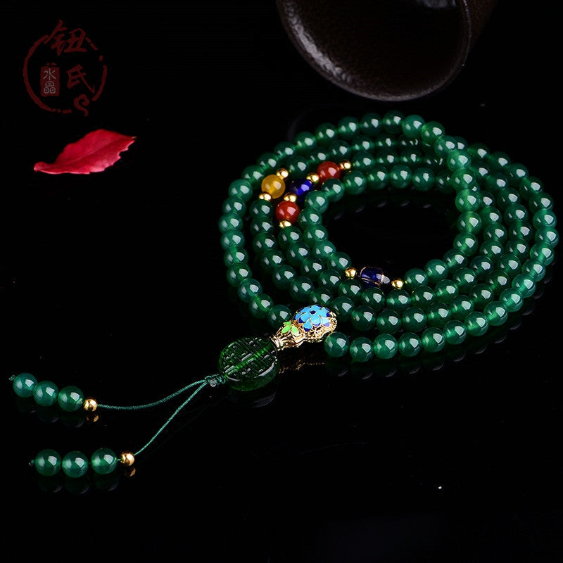 Buddha Stones 108 Mala kralen natuurlijke groene agaat Armband - image 1