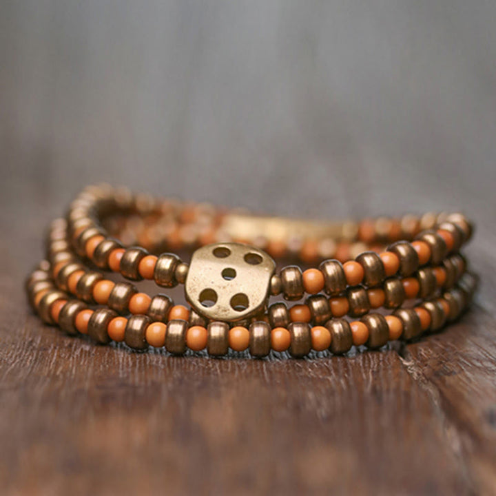 Buddha Stones Retro olijfpit koperen Armband met rijkdommotief - image 2