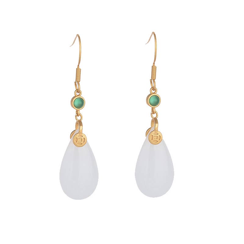 Buddha Stones Feng Shui witte jade Oorbellen - image 19