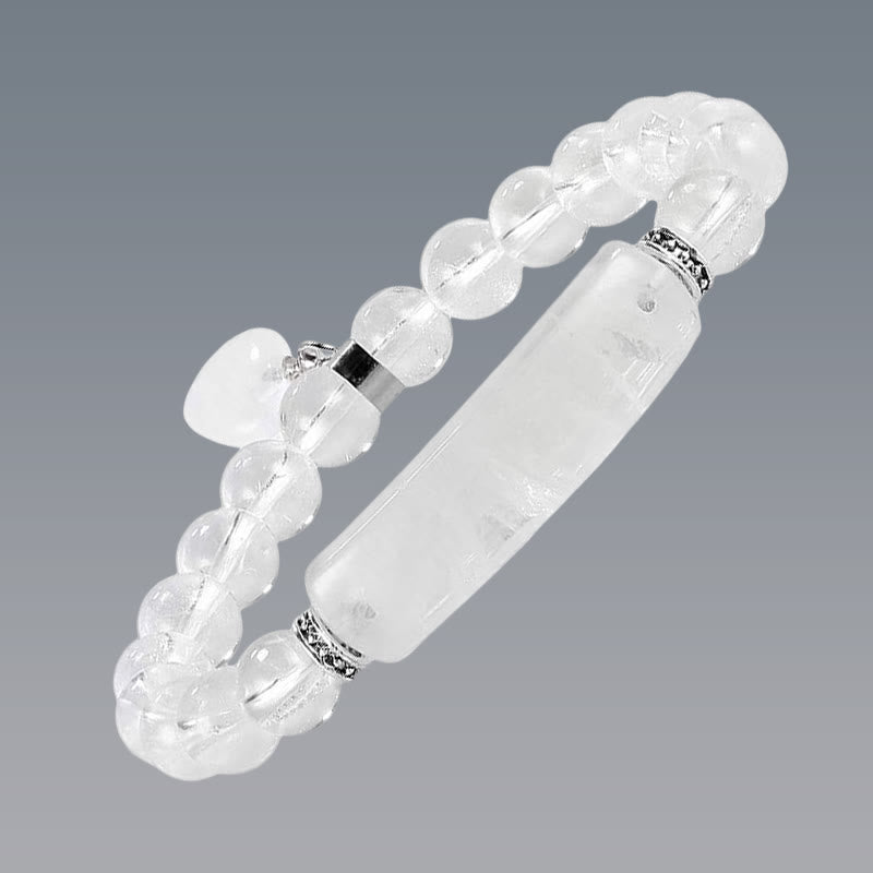 Buddha Stones Armband met helende kralen in de vorm van een liefdeshart van natuurlijke kwarts - Witte kristal - image 41