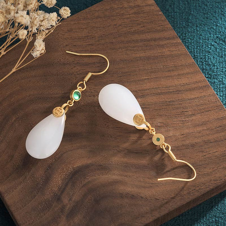 Buddha Stones Feng Shui witte jade Oorbellen - image 18