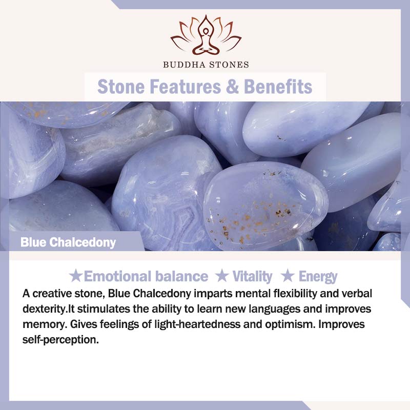 Buddha Stones Bangle-armband met blauwe chalcedoon voor emotioneel evenwicht - image 6