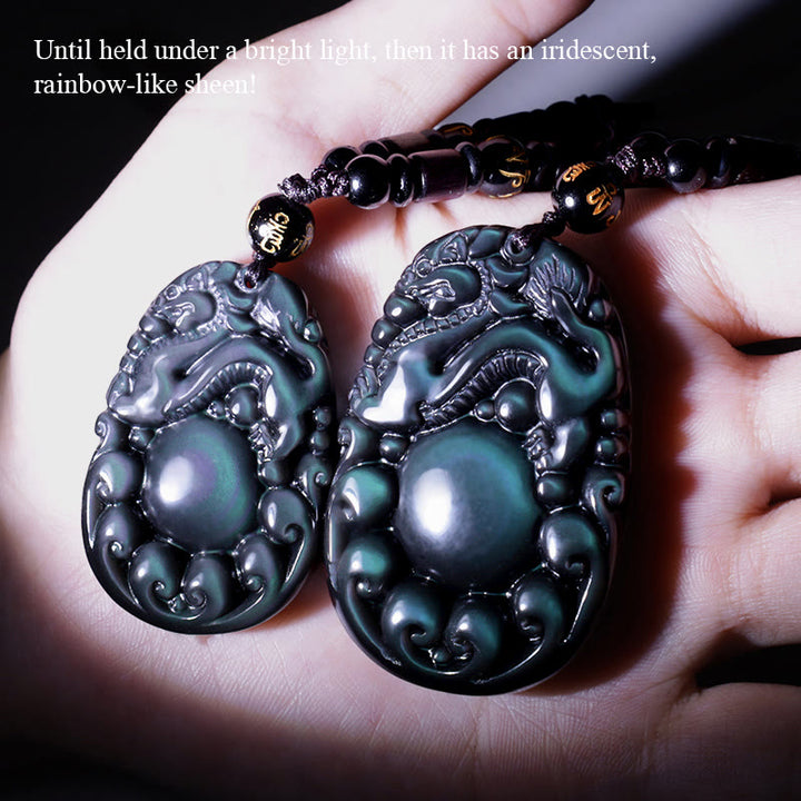 Buddha Stones Tibetaanse positieve regenboog obsidiaan PiXiu Ketting - image 5
