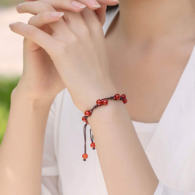 Buddha Stones Rode agaat, mosagaat, cinnaber, kalmerende Armband - image 4