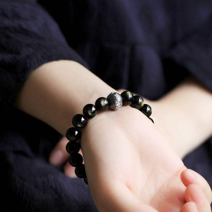Buddha Stones Chinese dierenriem geboorte Boeddha Obsidiaan Armband - image 3