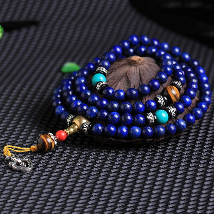 Buddha Stones 108 kralen Lazuriet Lapis Lazuli Positieve Armband Mala - image 2