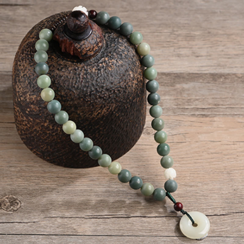 Buddha Stones Cyaan Bodhizaad Lotus Jade Vredesgesp Wijsheid Dubbele Armband - image 7