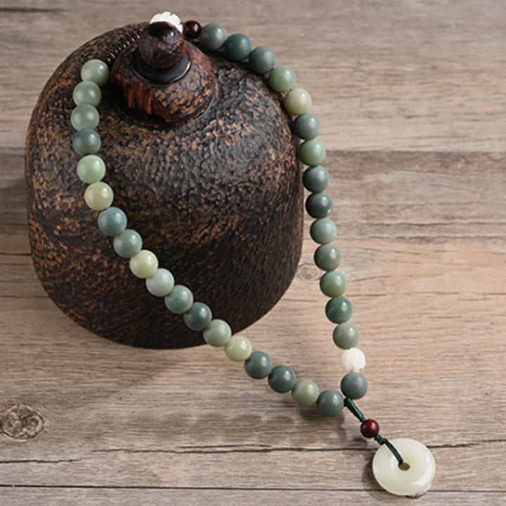 Buddha Stones Cyaan Bodhizaad Lotus Jade Vredesgesp Wijsheid Dubbele Armband - image 7