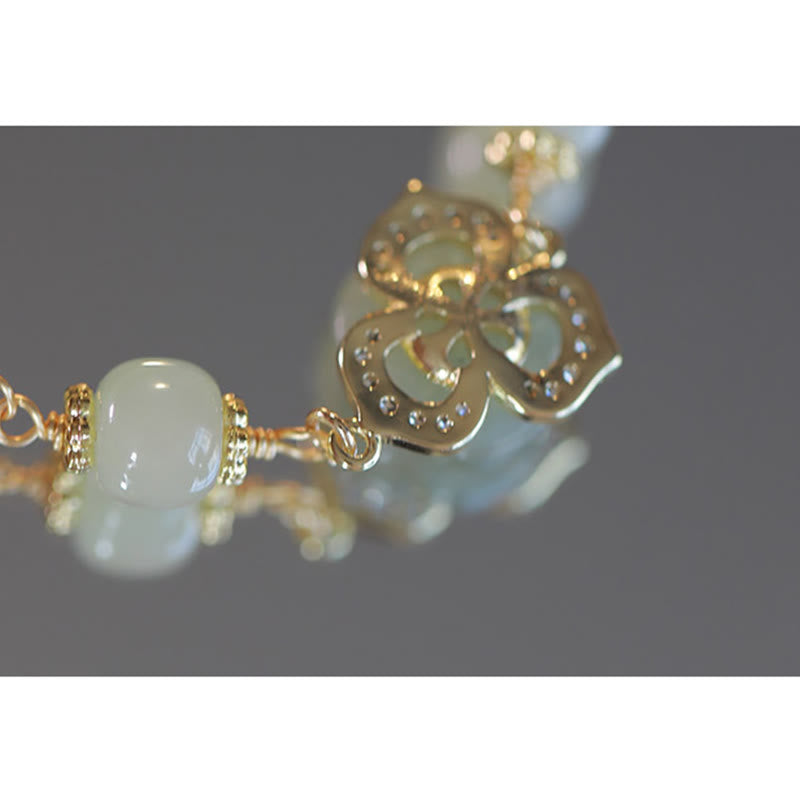 Buddha Stones 14-karaats vergulde Hetian jade rozenbloem Armband - image 12