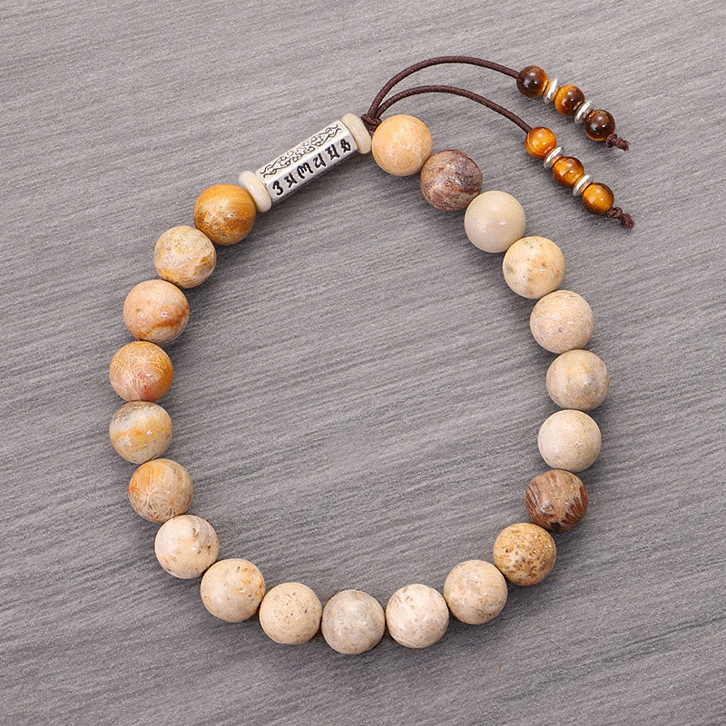 Buddha Stones Verweerde stenen Om Mani Padme Hum Versterkende Armband - image 5