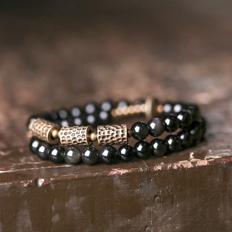 Buddha Stones Regenboog Obsidiaan Koperen Liefde Dubbele Armband - image 4
