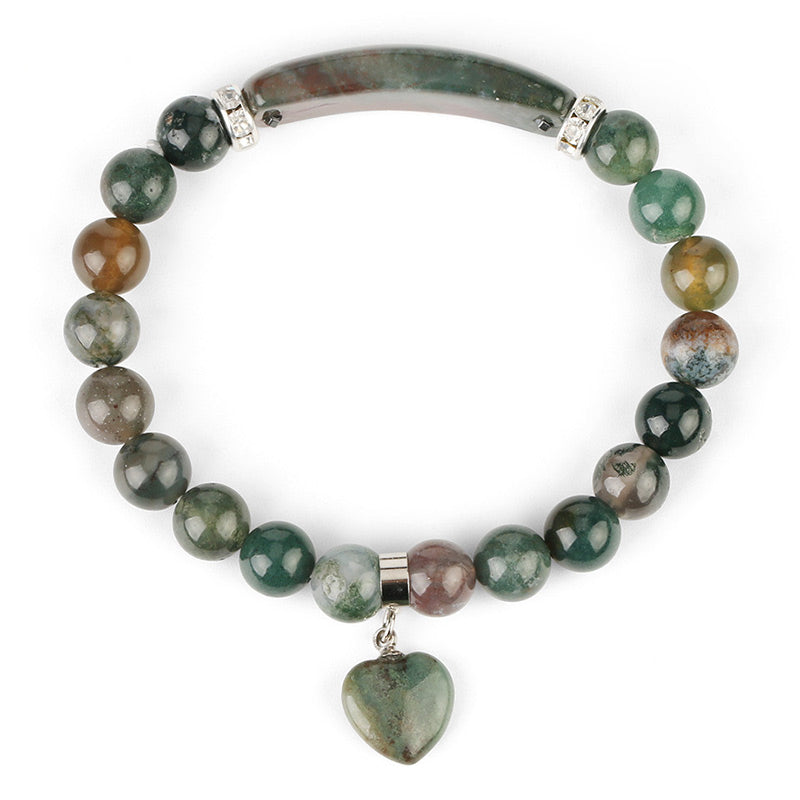 Buddha Stones Armband met helende kralen in de vorm van een liefdeshart van natuurlijke kwarts - Groene agaat - image 37