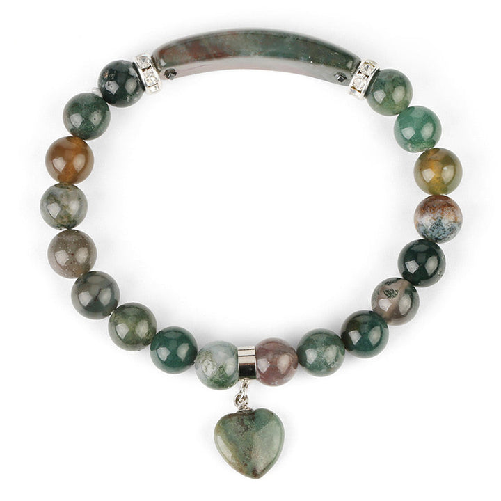 Buddha Stones Armband met helende kralen in de vorm van een liefdeshart van natuurlijke kwarts - Groene agaat - image 37