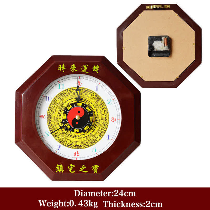 Feng Shui Bagua-kaart, energiebalanskaart, wandklok - Donkerrode Bagua-kaart &amp; wandklok 24 cm - image 1
