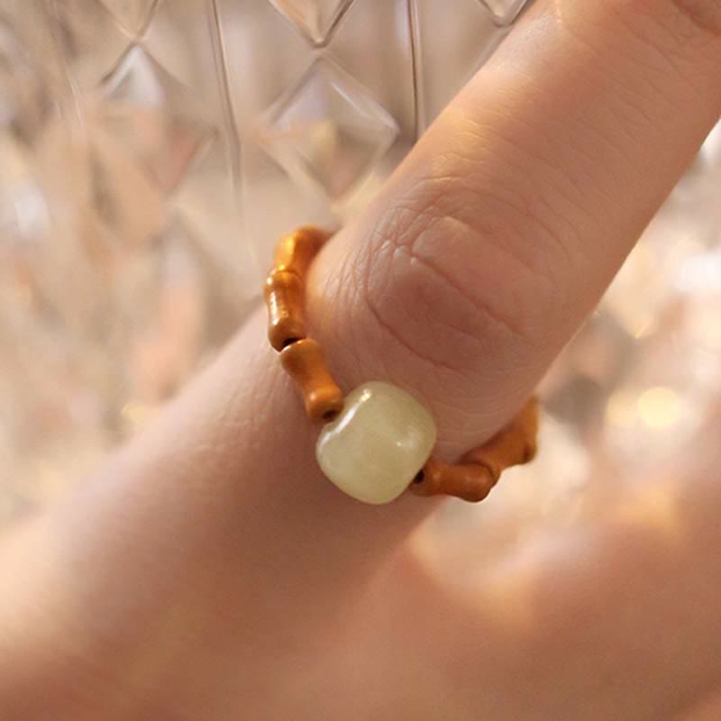 Buddha Stones Hetian jade kralen bamboe Ring - image 7