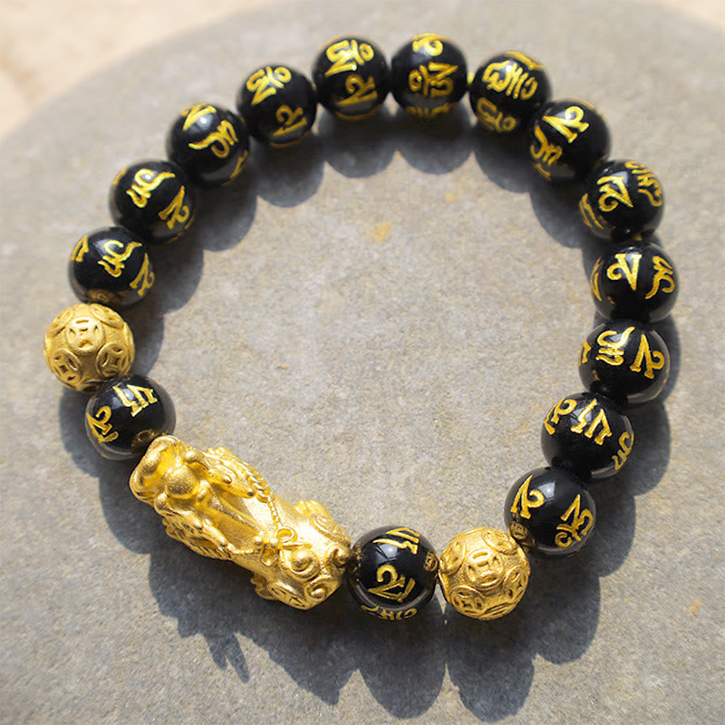 Buddha Stones Feng Shui PiXiu Obsidiaan Rijkdom Armband - 14mm - image 11