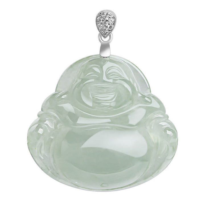 Buddha Stones Natuurlijke jade lachende Boeddha welvaart overvloed ketting Ketting van titaniumstaal - image 10