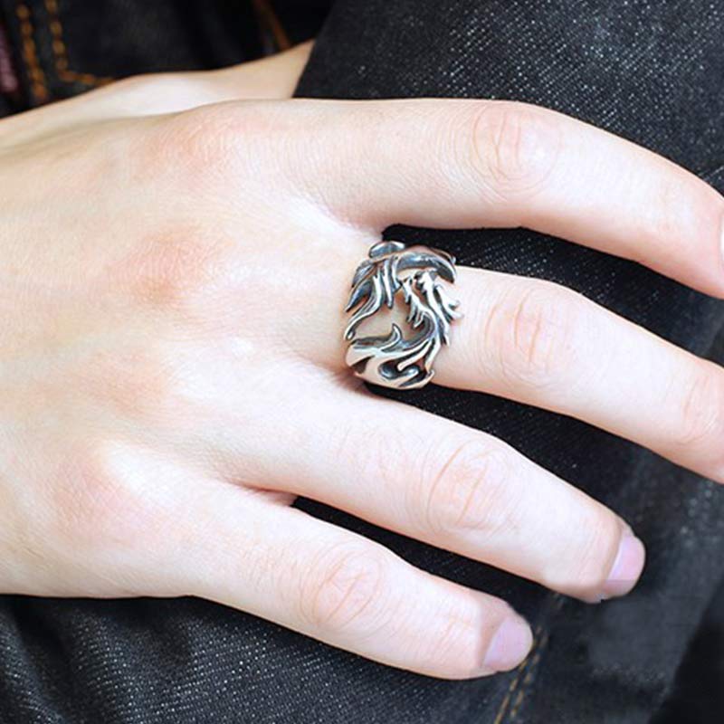Buddha Stones Verstelbare Ring met drakenpatroon voor extra bescherming. - image 7