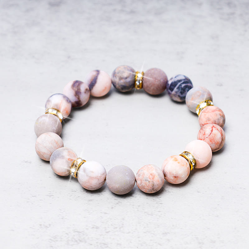 Buddha Stones Armband met zebrajaspis kralen voor het verlichten van angst en stress - image 0