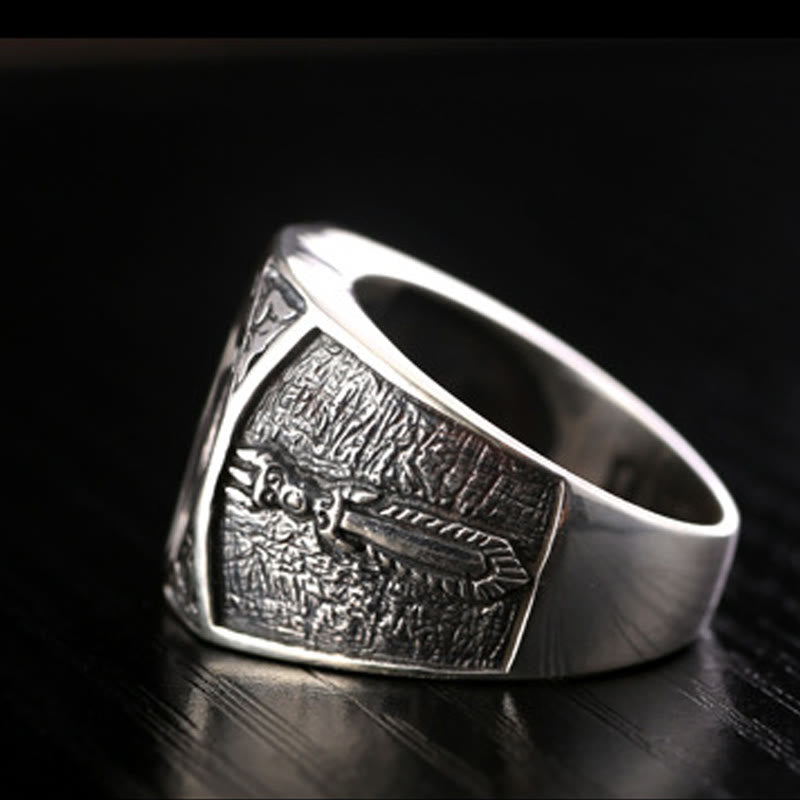 Buddha Stones Verstelbare Ring van 925 sterling zilver met gegraveerd Sanskriet-motief ter bescherming. - image 9