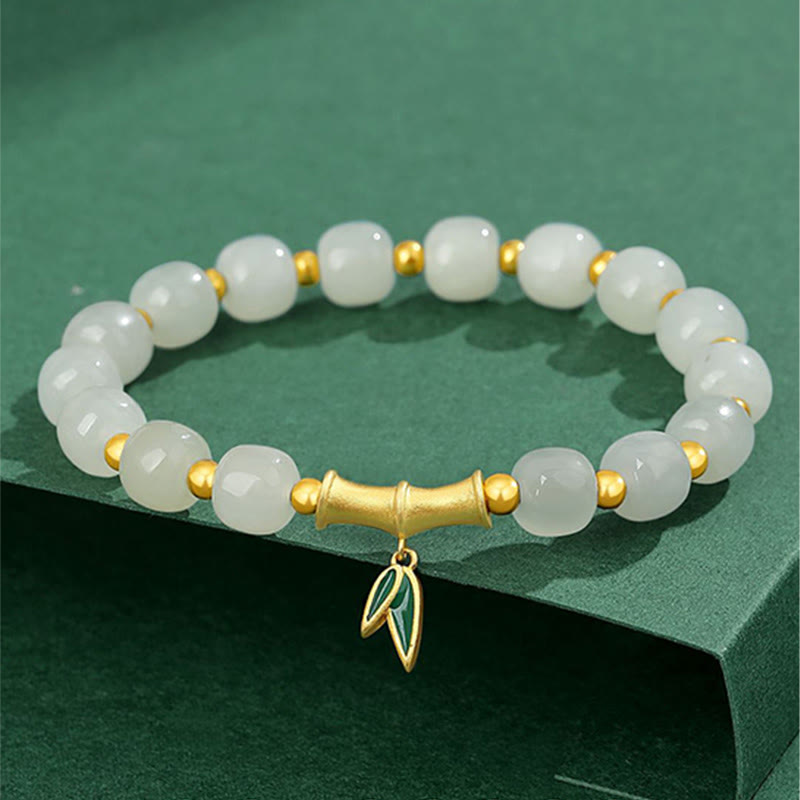 Buddha Stones 925 Sterling Zilveren Hetian Witte Jade Bamboe Armband - Hetian Witte Jade (Bescherming♥Geluk) - image 0