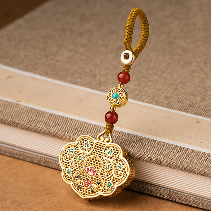 Buddha Stones Sleutelhanger met gelukssymbool en slotje van het Fu-personage. - image 7