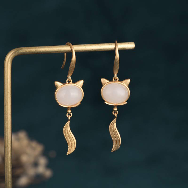 Feng Shui witte jade vossen Oorbellen - image 1