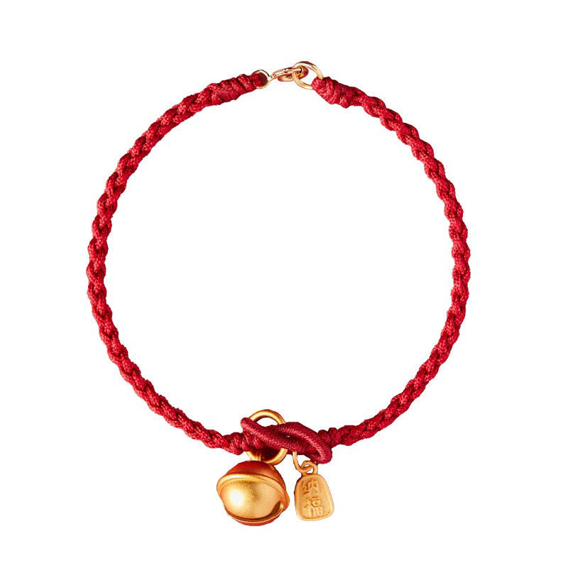 Buddha Stones Handgemaakte Fu-karakterhanger, geluksbel, rode Armband - Rood (Polsomtrek 14-16 cm) - image 11